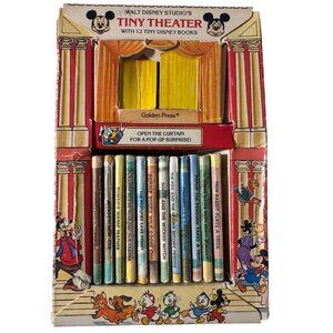 Walt Disney Tiny Theater With 12 Mini Children’s Books 1981 Golden Press Vintage